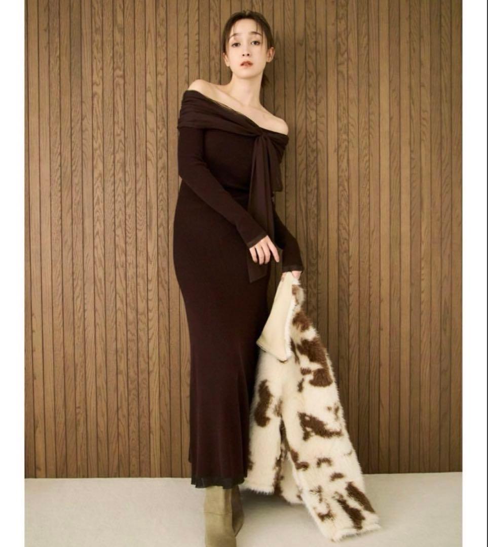 最終値下げ　FRAY I.D 3wayリボンオフショルニットワンピース