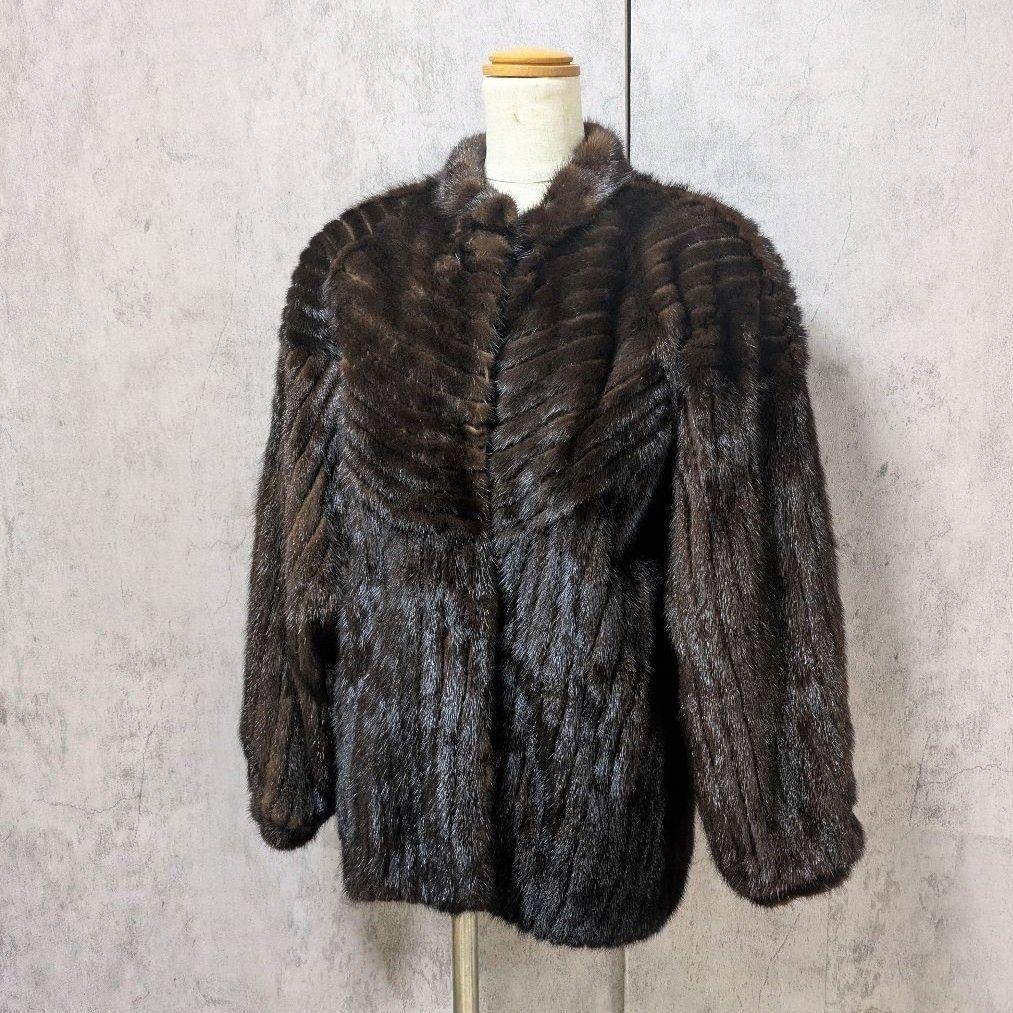 サガミンク 本毛皮 ミンクファーコート ダークブラウン Fサイズ 美品