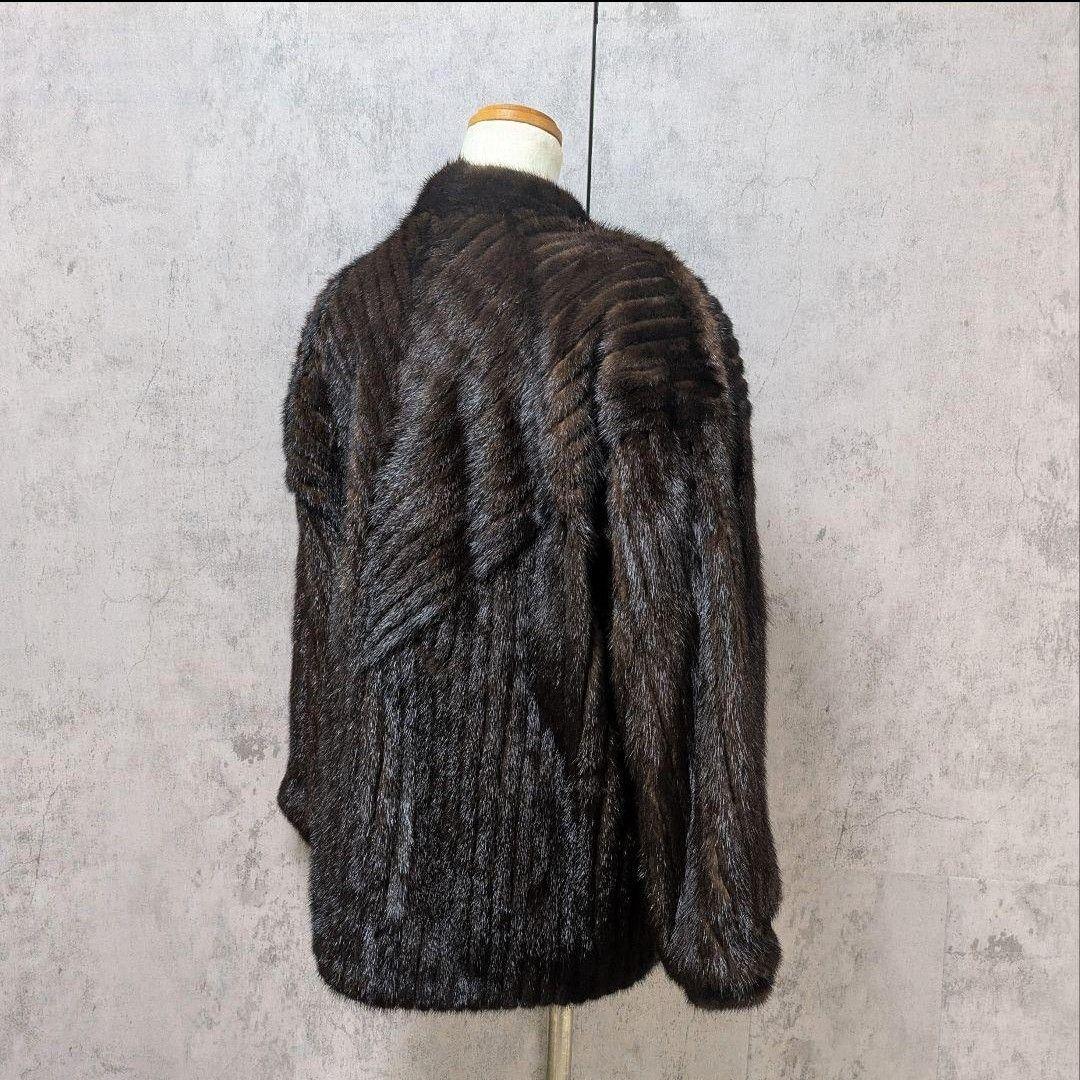 サガミンク 本毛皮 ミンクファーコート ダークブラウン Fサイズ 美品