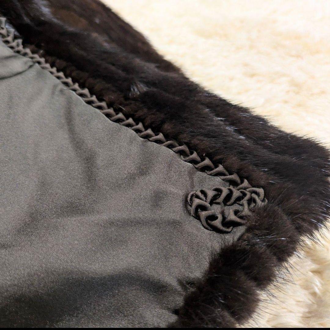 サガミンク 本毛皮 ミンクファーコート ダークブラウン Fサイズ 美品