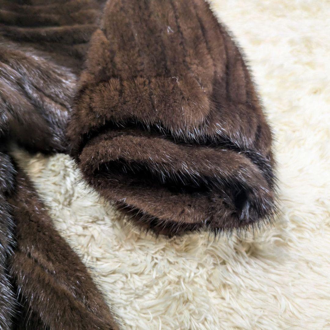 サガミンク 本毛皮 ミンクファーコート ダークブラウン Fサイズ 美品