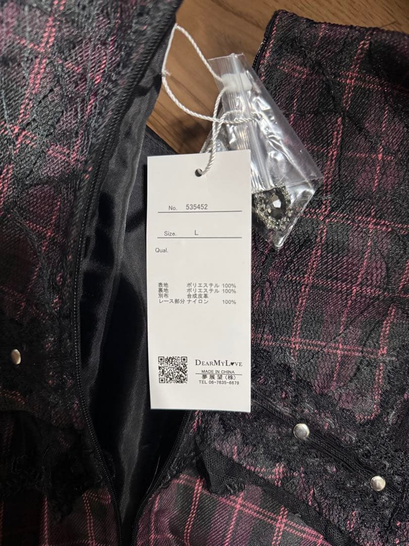 夢展望 DearMyLove クモレース角襟ベルトレースアップワンピース