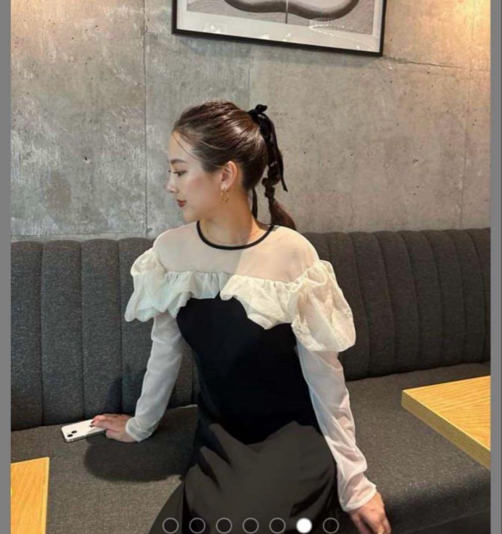 ANDRESD フリルフレアドレス M ブラック