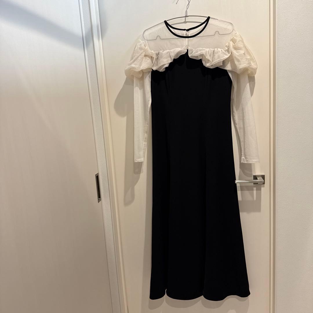 ANDRESD フリルフレアドレス M ブラック