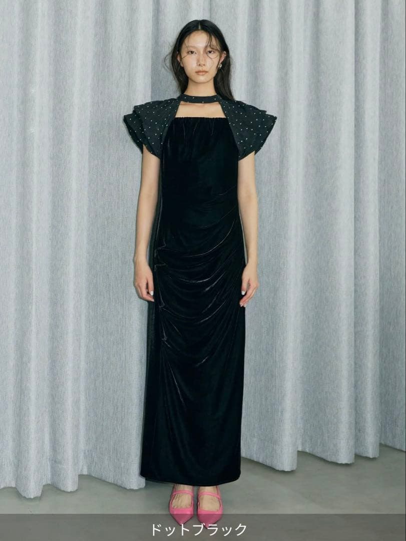 【ANDRESD】 drape velour dress S