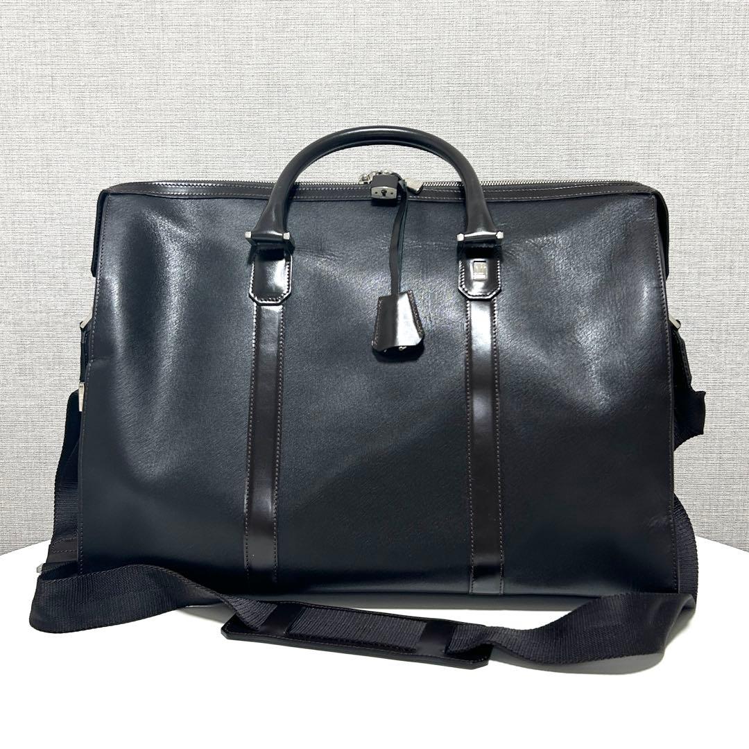K*様 dunhillダンヒル本革ブリーフケース黒2WAY大容量ビジネス美品仕事