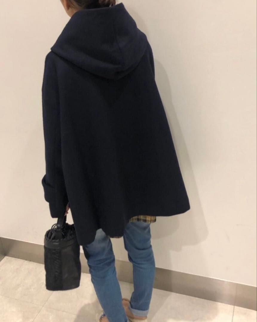 美品 ビアズリー ピーコート フード付き ショートコート　ネイビー