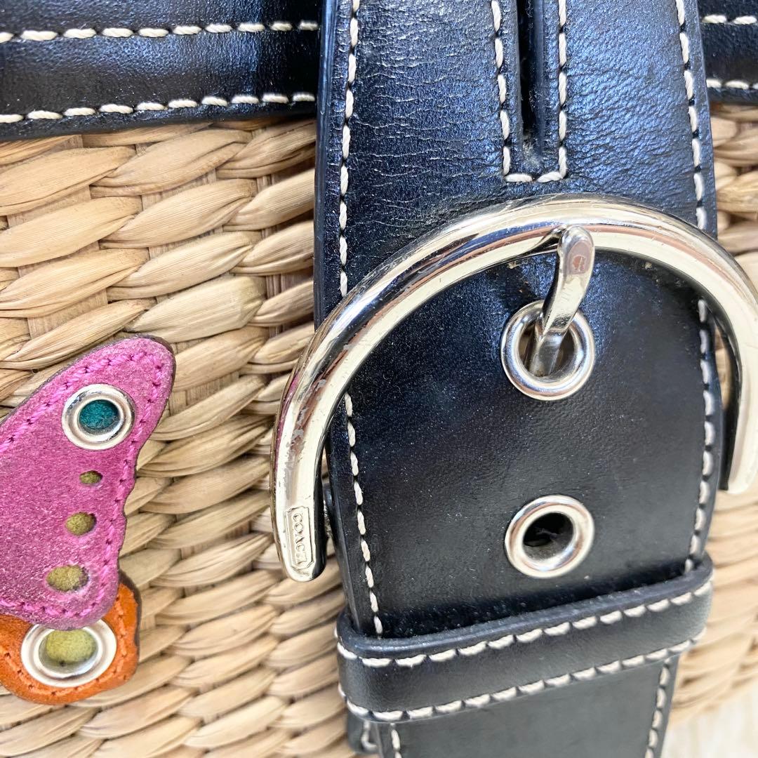 【美品】コーチ　かごバッグ　ハンドバッグ　レザー　蝶