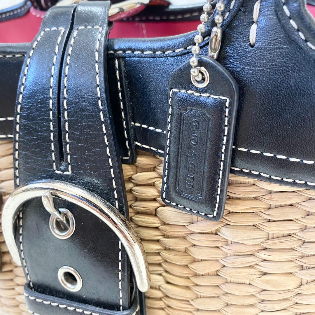 【美品】コーチ　かごバッグ　ハンドバッグ　レザー　蝶