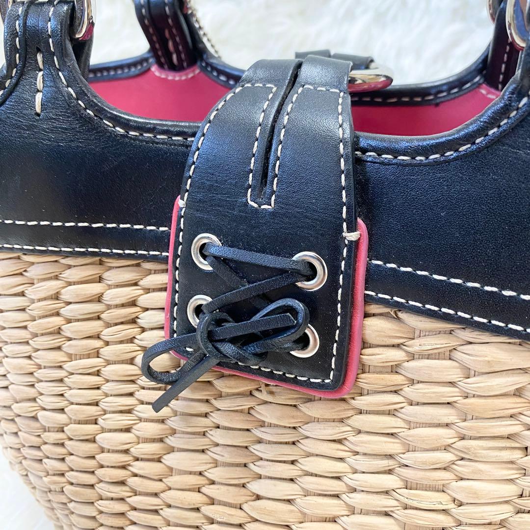 【美品】コーチ　かごバッグ　ハンドバッグ　レザー　蝶