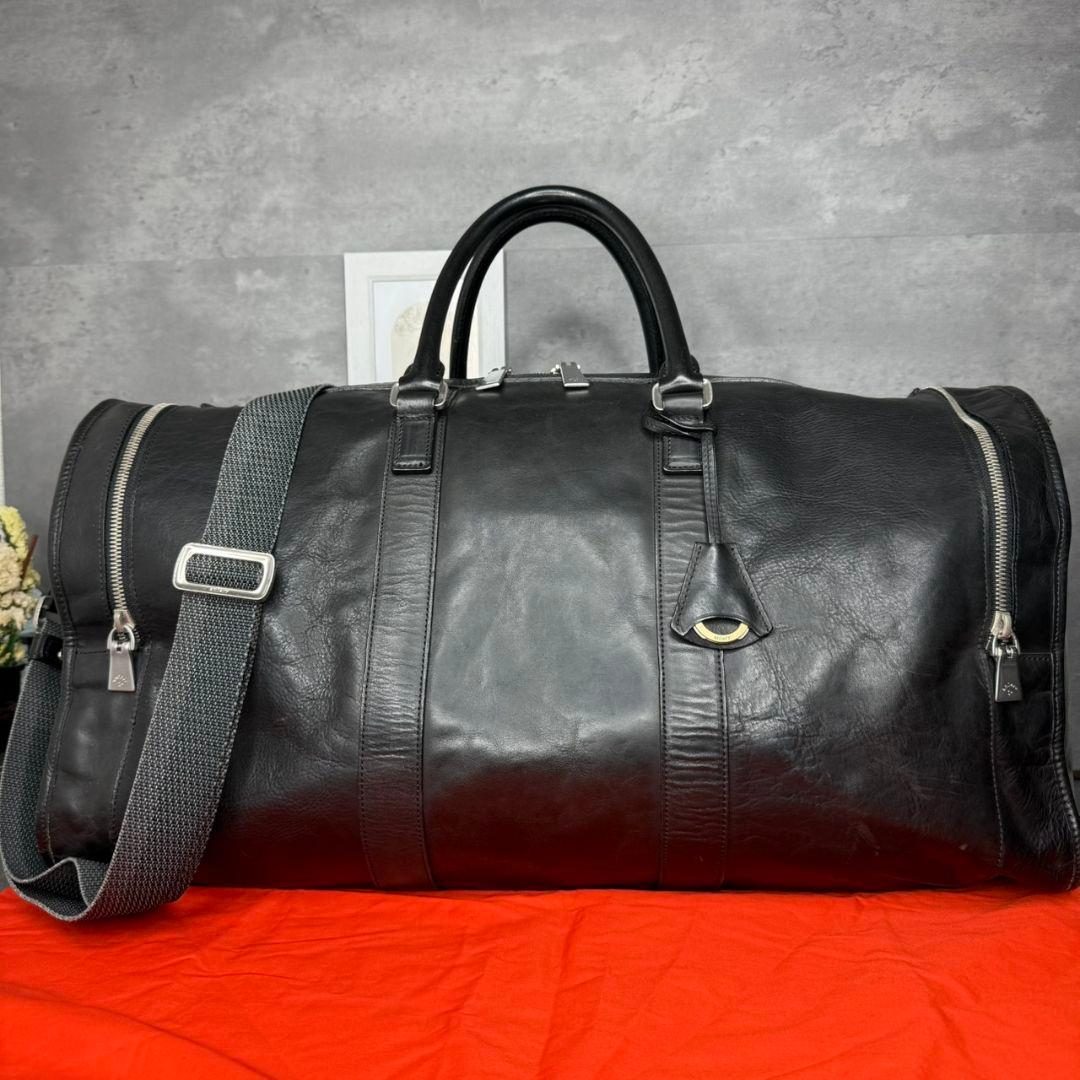 ★希少★aniary 2way ボストンバッグ 大容量 オールレザー 本革 黒