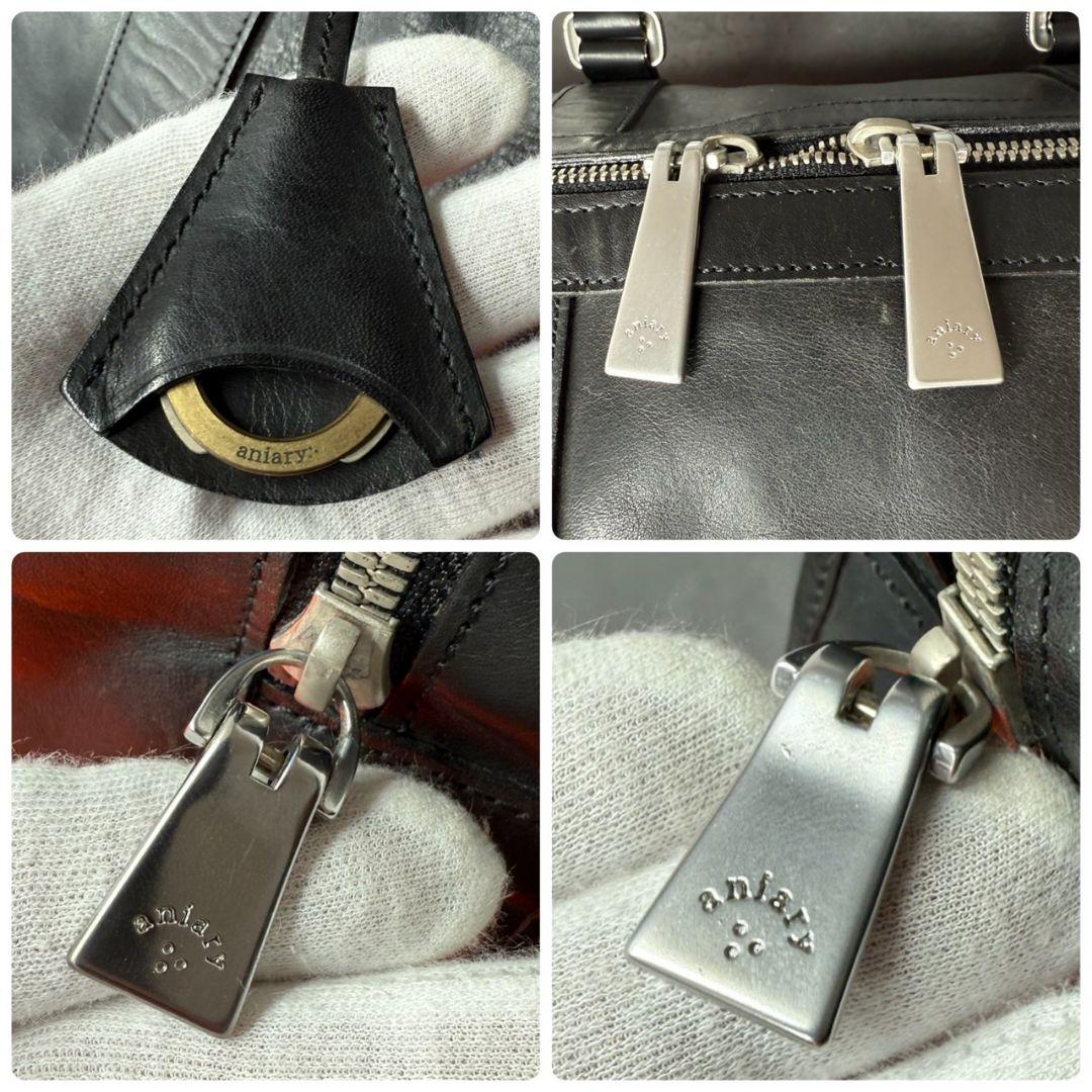 ★希少★aniary 2way ボストンバッグ 大容量 オールレザー 本革 黒