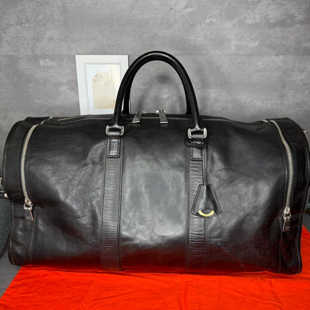 ★希少★aniary 2way ボストンバッグ 大容量 オールレザー 本革 黒