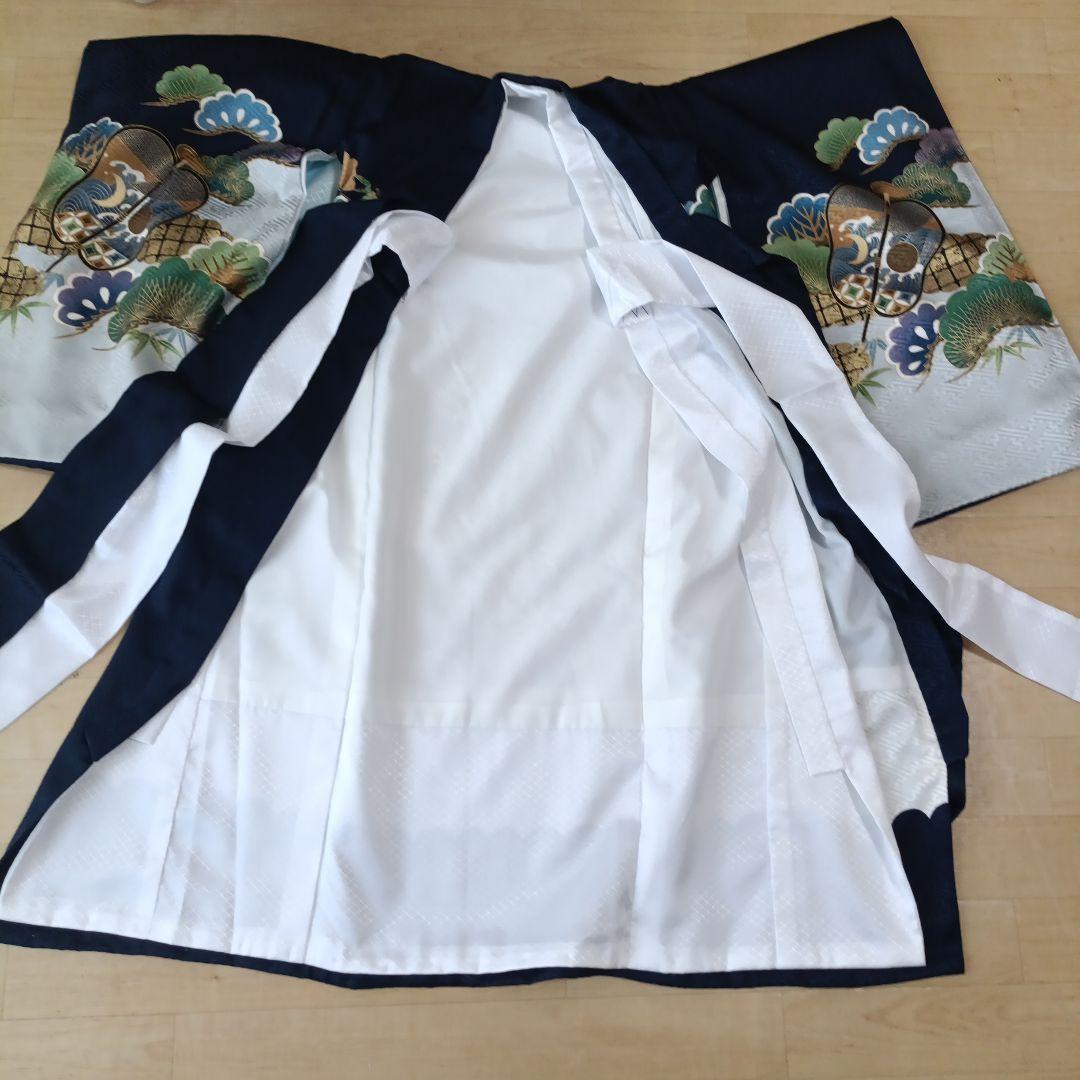 い*す様 【美品】男の子 お宮参り着物 紺色 正絹100% 産着長襦袢付き