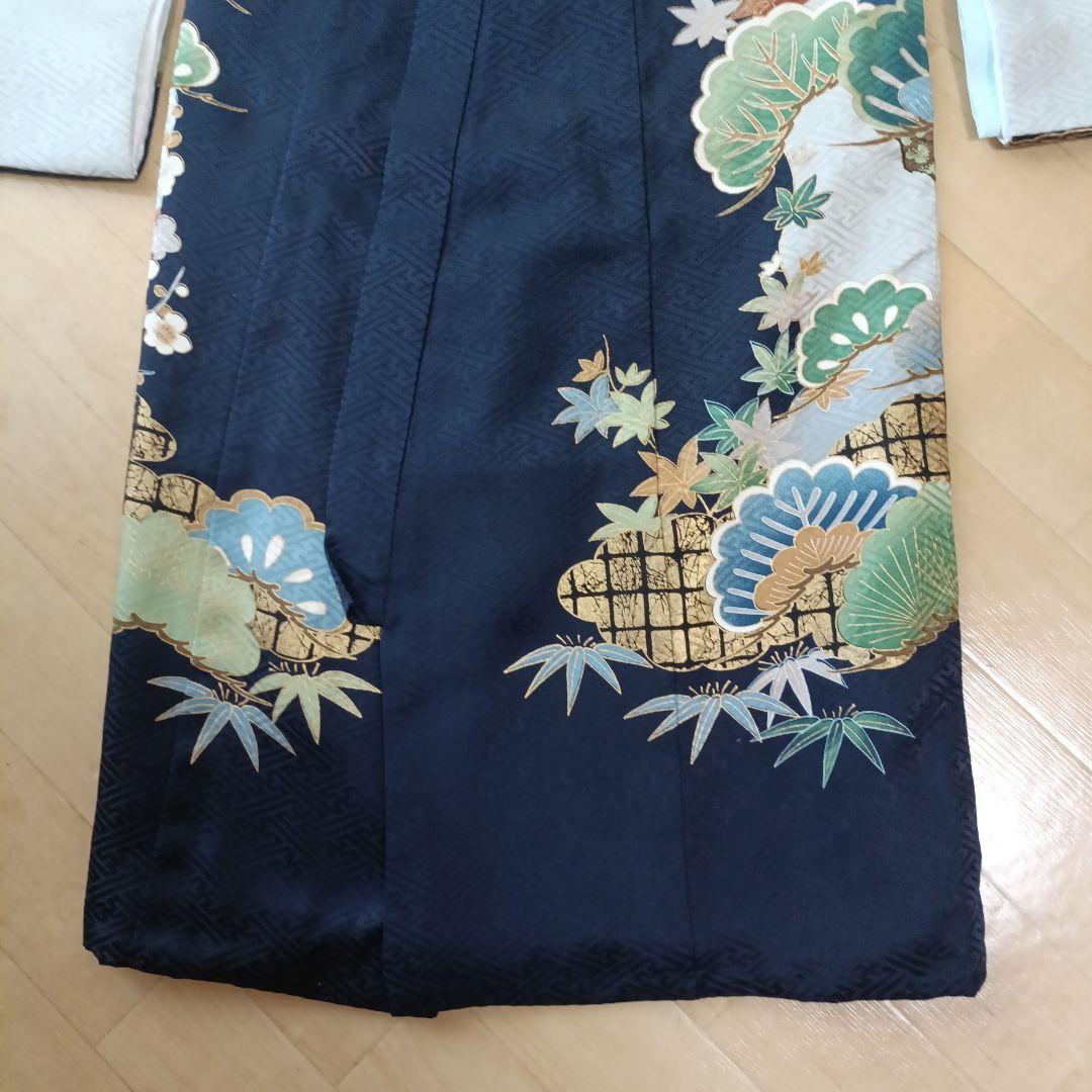 い*す様 【美品】男の子 お宮参り着物 紺色 正絹100% 産着長襦袢付き