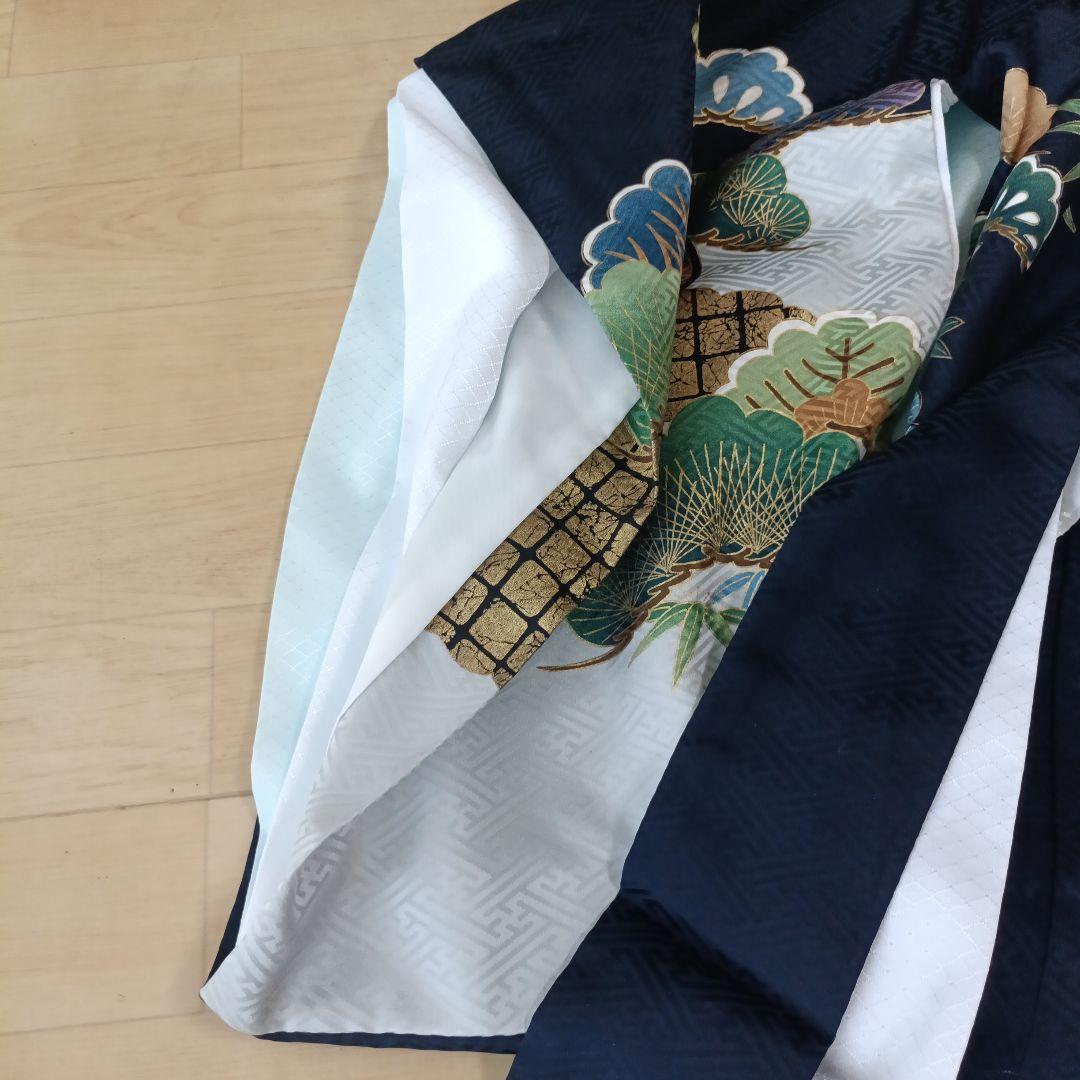 い*す様 【美品】男の子 お宮参り着物 紺色 正絹100% 産着長襦袢付き