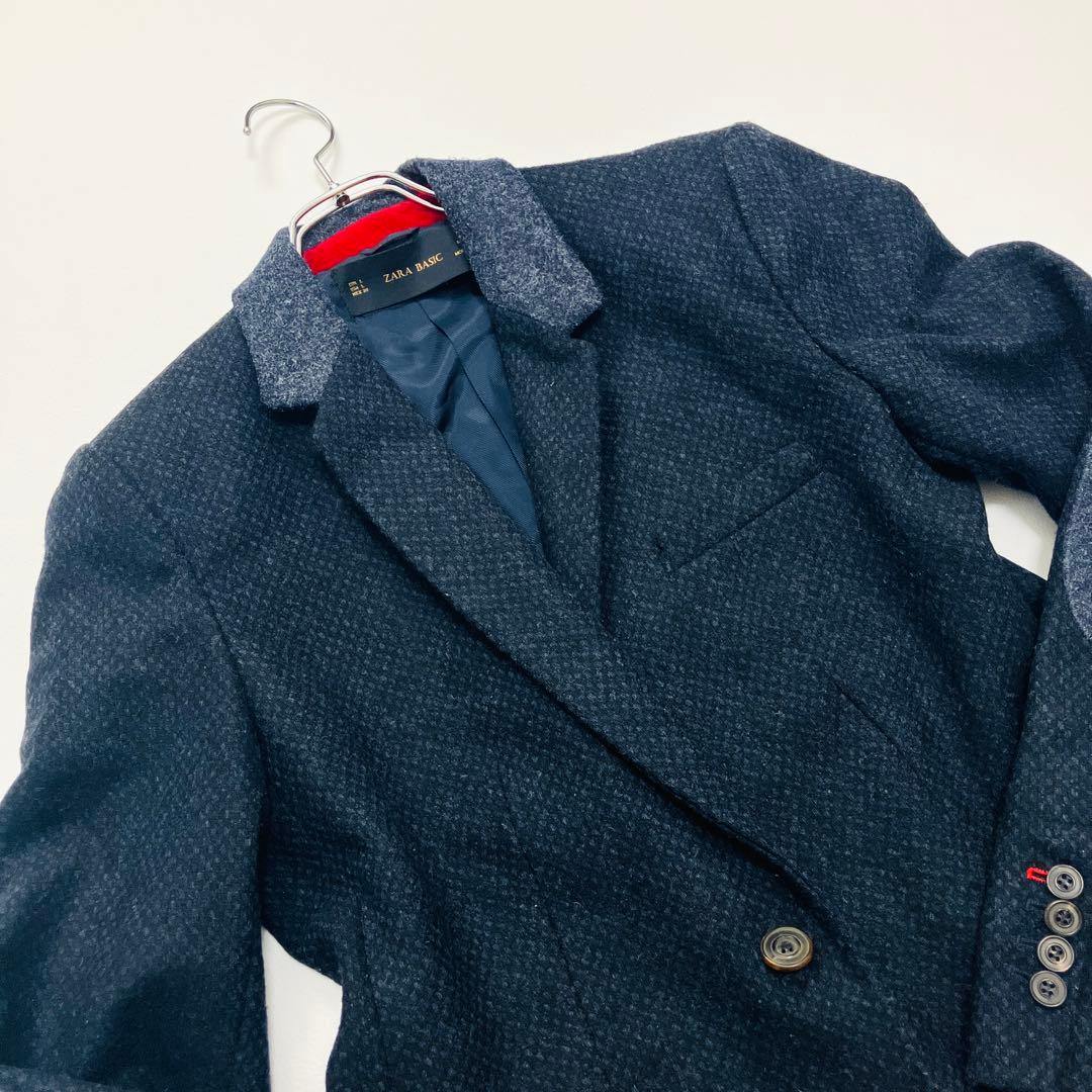 【希少サイズ　美品】　ZARA テーラードジャケット　エルボーパッチ　ウール　L