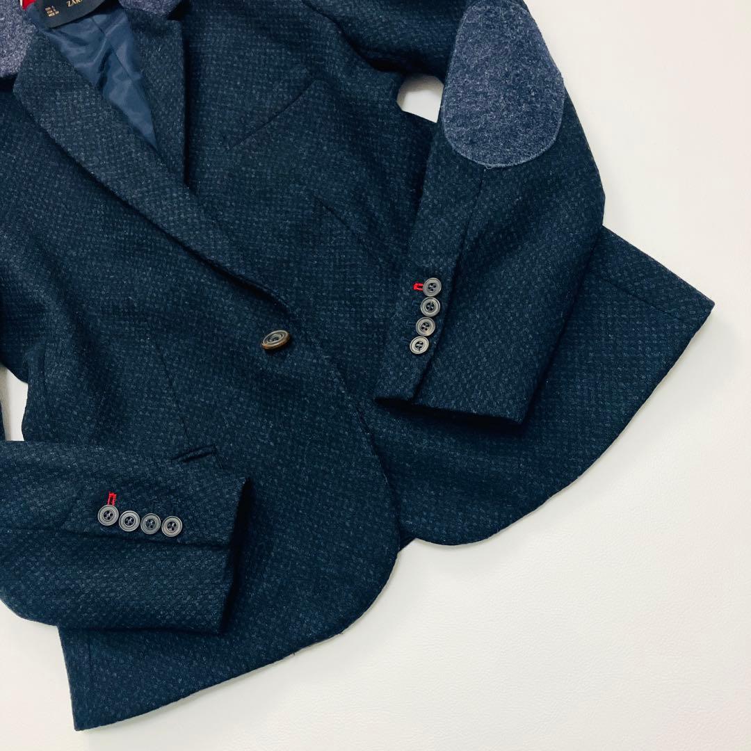 【希少サイズ　美品】　ZARA テーラードジャケット　エルボーパッチ　ウール　L