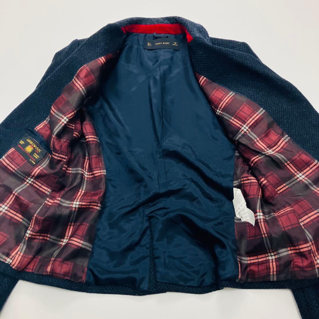 【希少サイズ　美品】　ZARA テーラードジャケット　エルボーパッチ　ウール　L