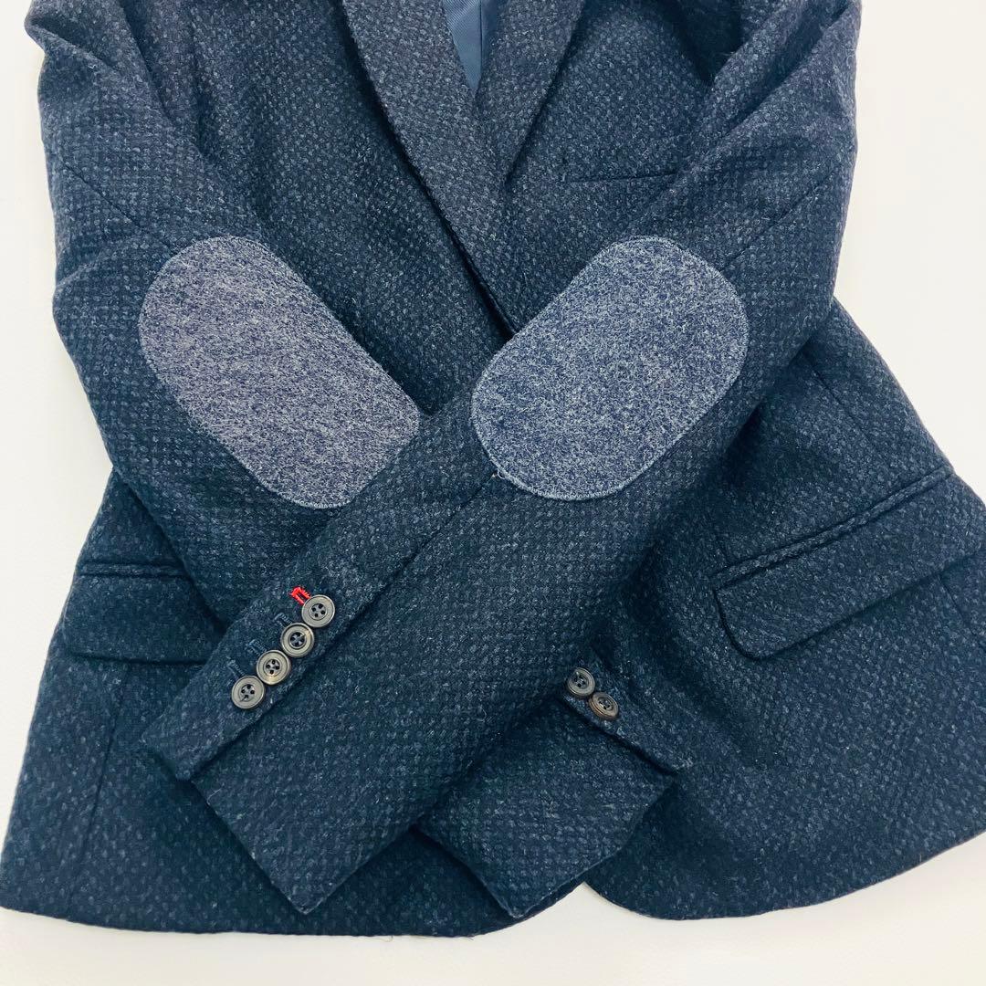 【希少サイズ　美品】　ZARA テーラードジャケット　エルボーパッチ　ウール　L