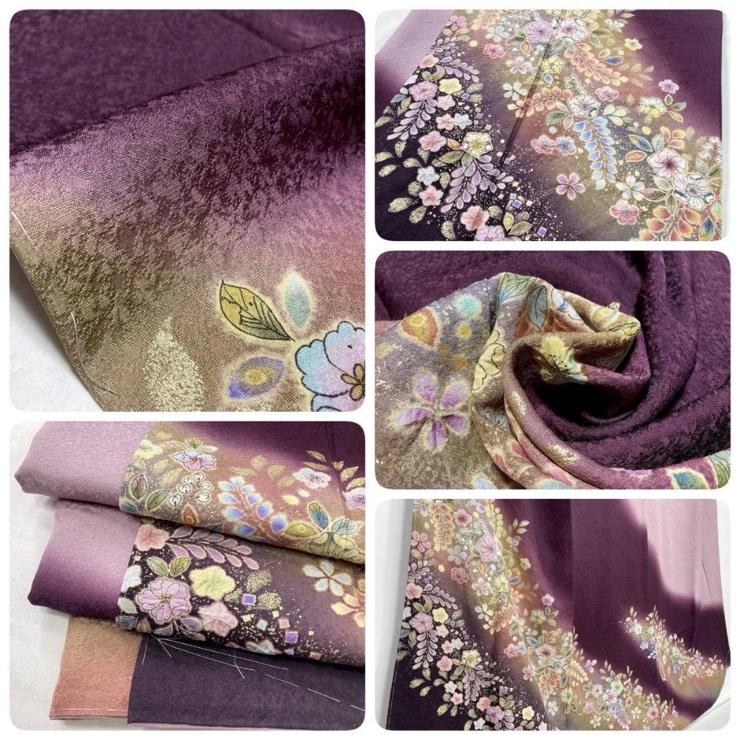 未使用 辻が花 絞り 訪問着 辻ヶ花 袷 紫 ピンク パステル 淡紅藤 1368