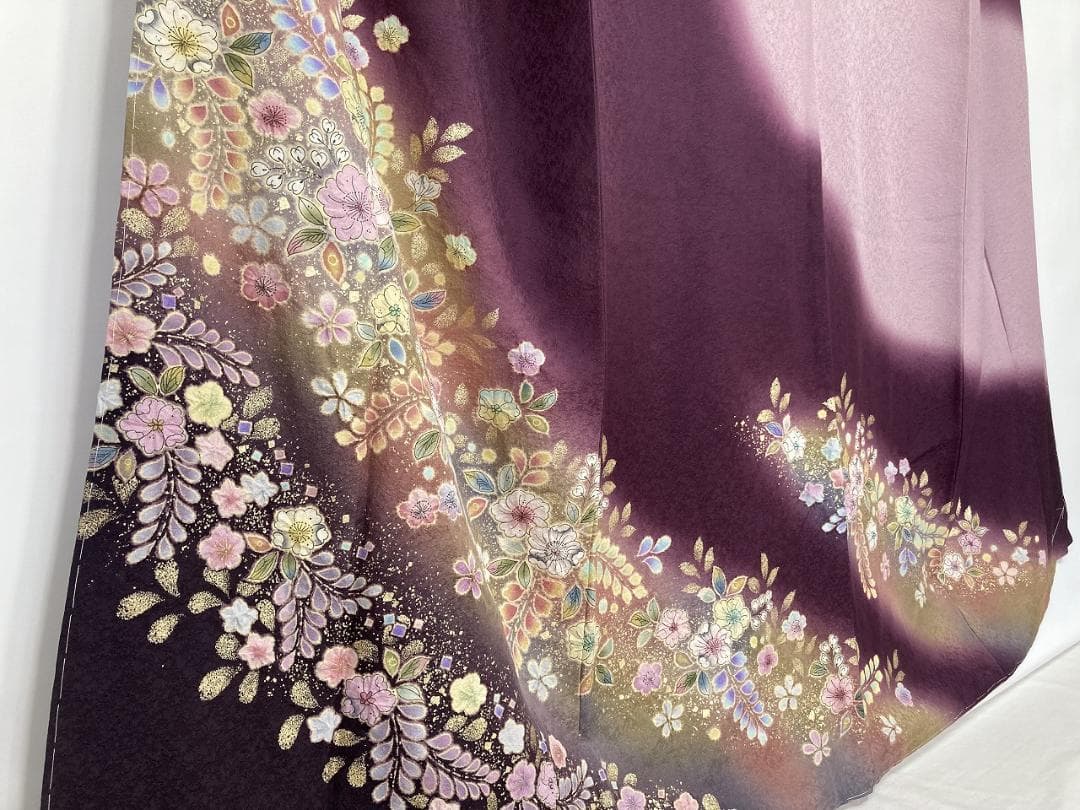 未使用 辻が花 絞り 訪問着 辻ヶ花 袷 紫 ピンク パステル 淡紅藤 1368