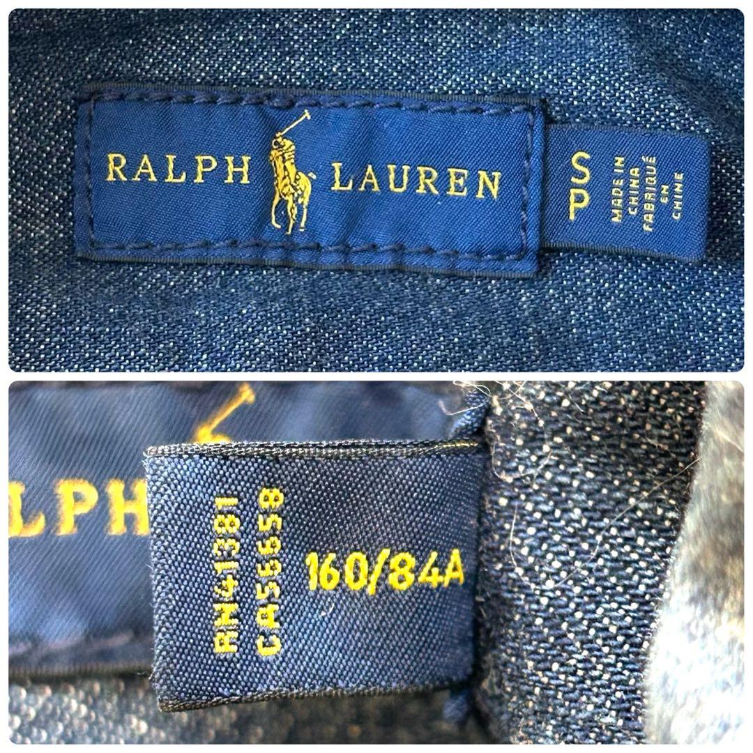 美品✨ラルフローレン　デニムワンピース　ポニー刺繍　インディゴ　長袖