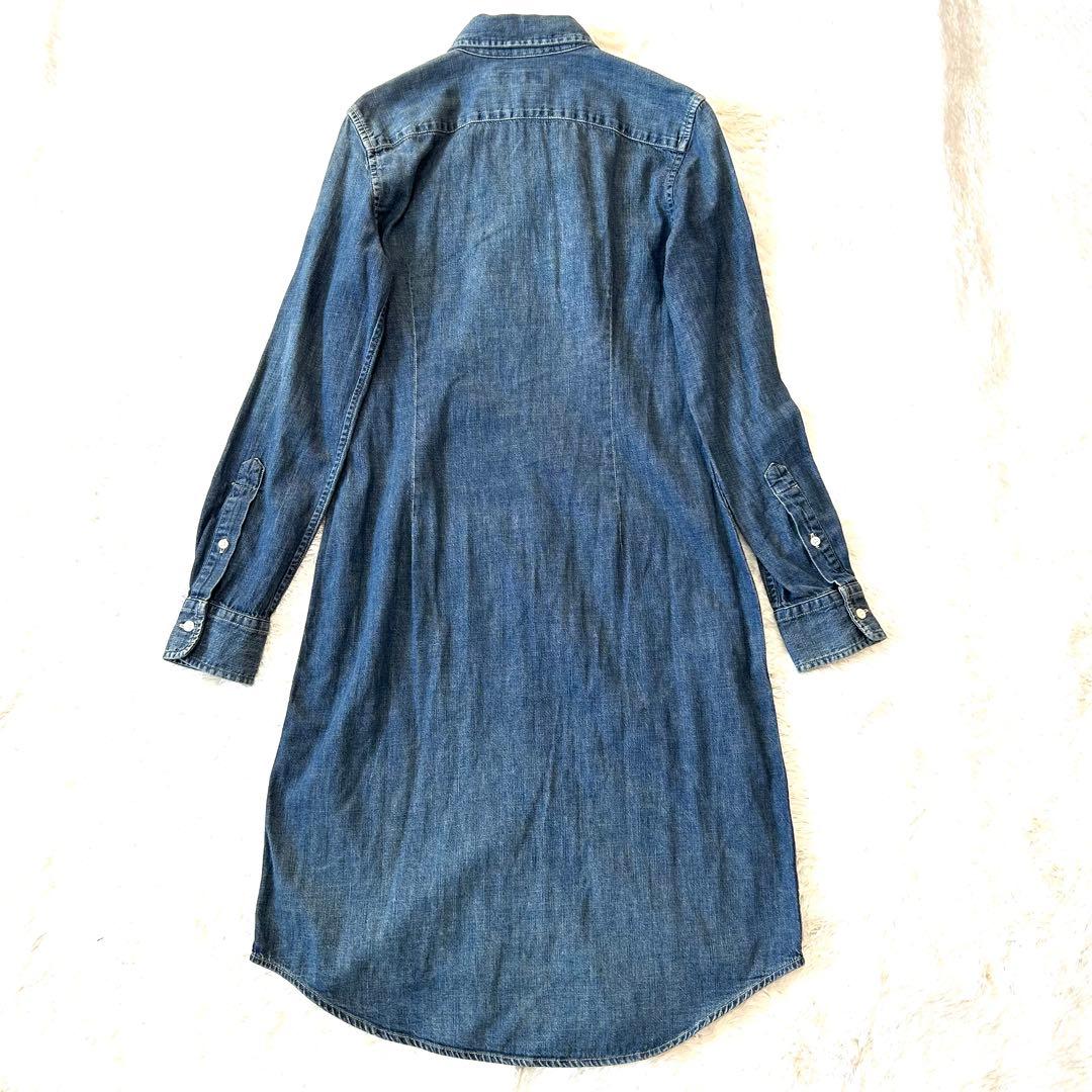 美品✨ラルフローレン　デニムワンピース　ポニー刺繍　インディゴ　長袖