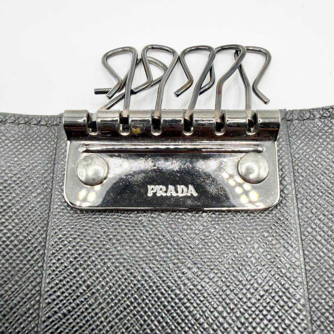 【美品】プラダ PRADA 6連 キーケース サフィアーノレザー ブラック