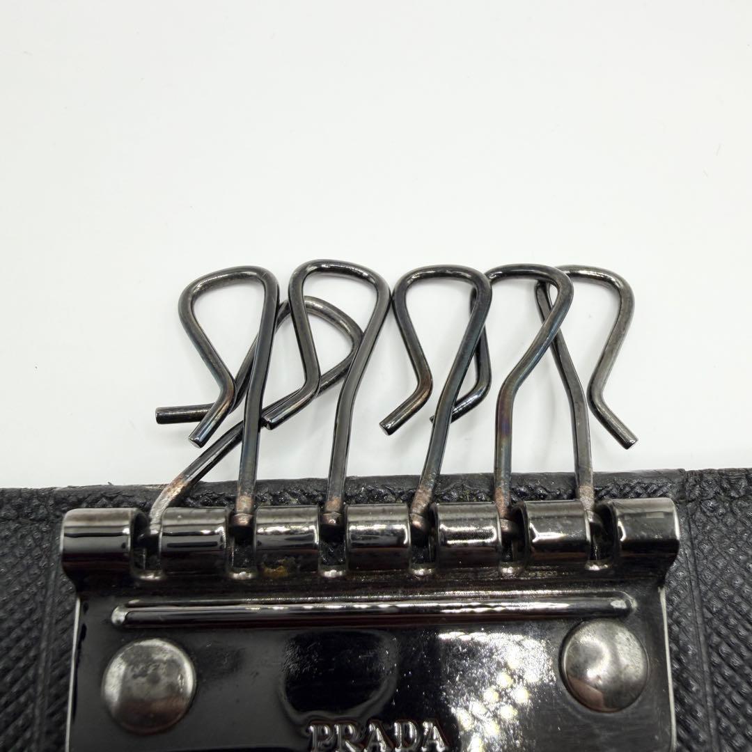 【美品】プラダ PRADA 6連 キーケース サフィアーノレザー ブラック