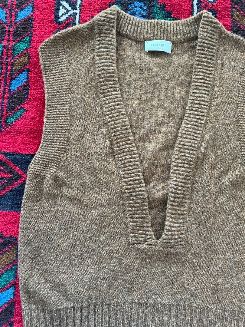 LEMAIRE Vネック ニットベスト ブラウン