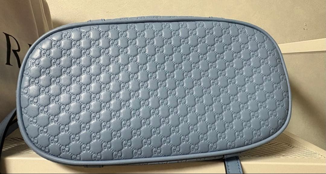 GUCCI グッチ マイクログッチシマ ハンドバッグ 2WAY ライトブルー