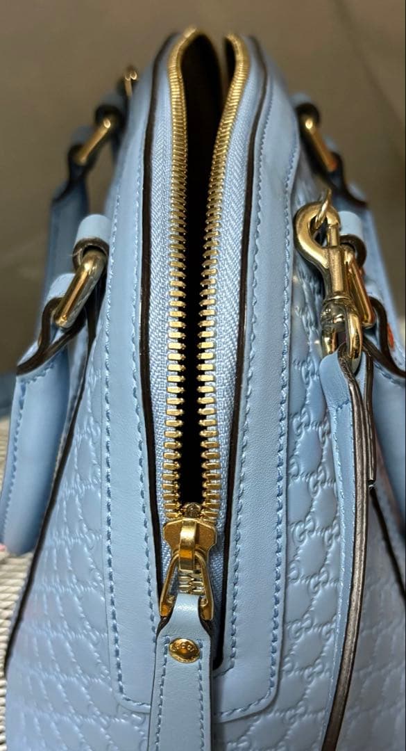 GUCCI グッチ マイクログッチシマ ハンドバッグ 2WAY ライトブルー