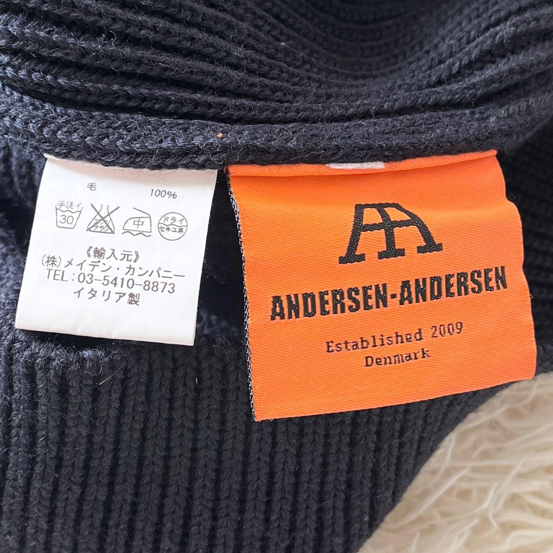 美品 アンデルセンアンデルセン 5G ウール ニット セーター M ネイビー 紺