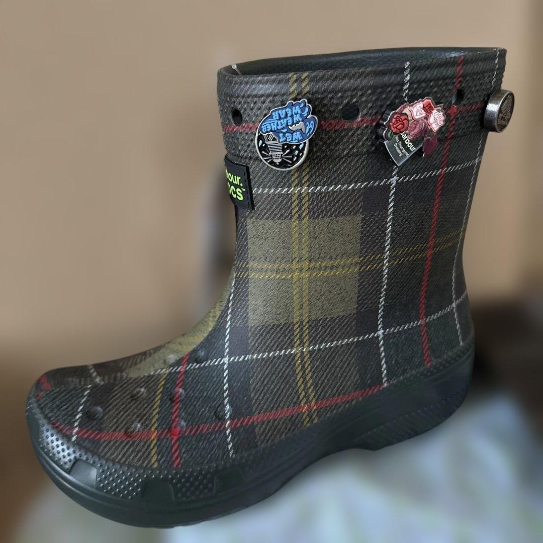 新品Barbour x Crocs タータンチェック ウェリントンブーツ　38