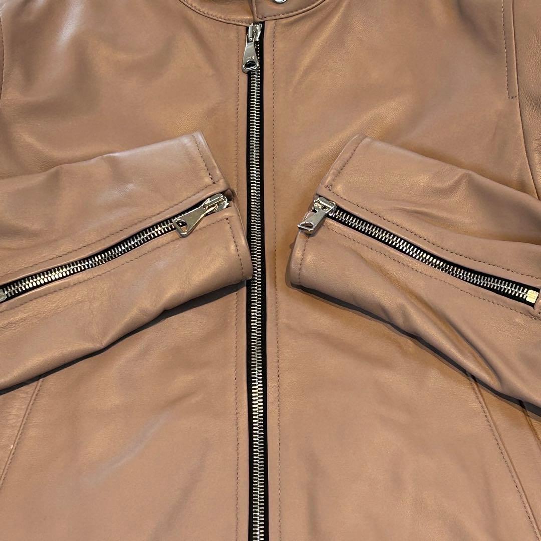 新品タグ付き エンメティ シングルレザーライダースジャケット 羊革 ラムスキン