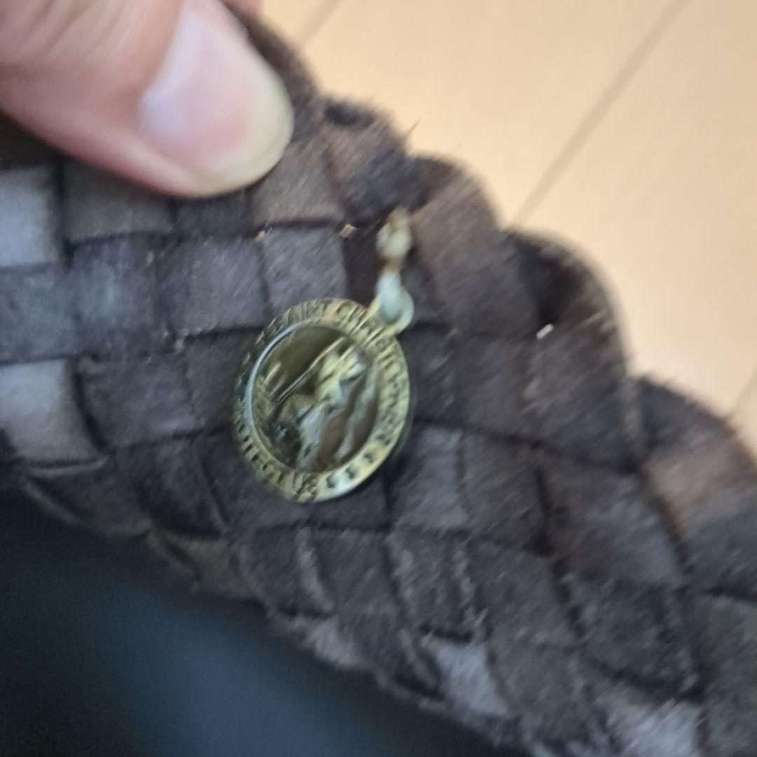 ドラゴン、ダークブルーグレー編込レザーショルダーバッグ