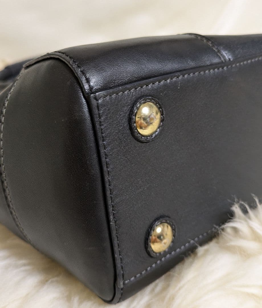 【美品】COACH コーチ ハンドバッグ 本革カウハイド 黒 ターンロック