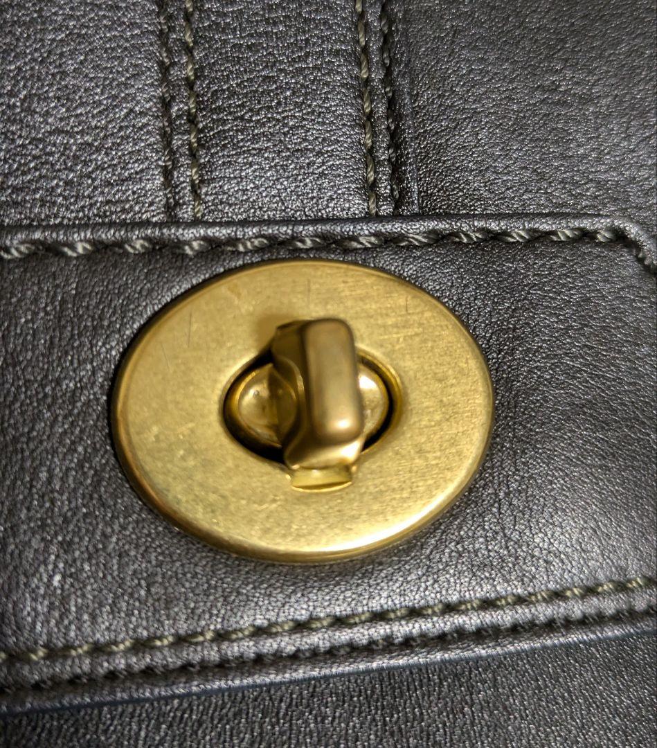 【美品】COACH コーチ ハンドバッグ 本革カウハイド 黒 ターンロック