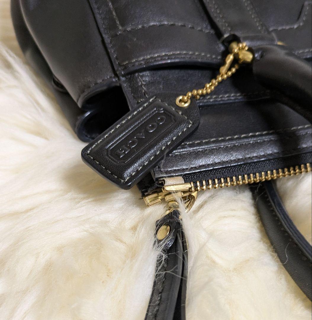 【美品】COACH コーチ ハンドバッグ 本革カウハイド 黒 ターンロック