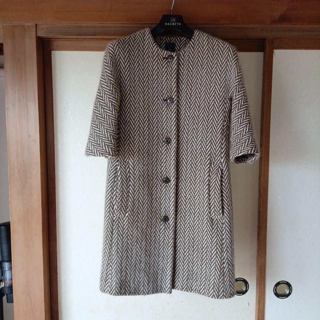 ヘリンボーン柄 七分袖コート美品です