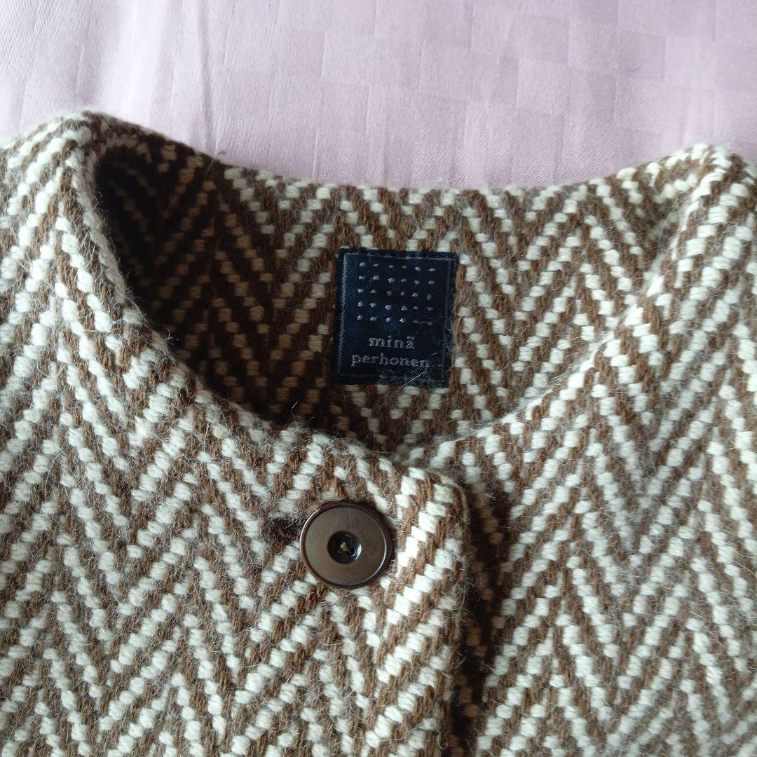 ヘリンボーン柄 七分袖コート美品です