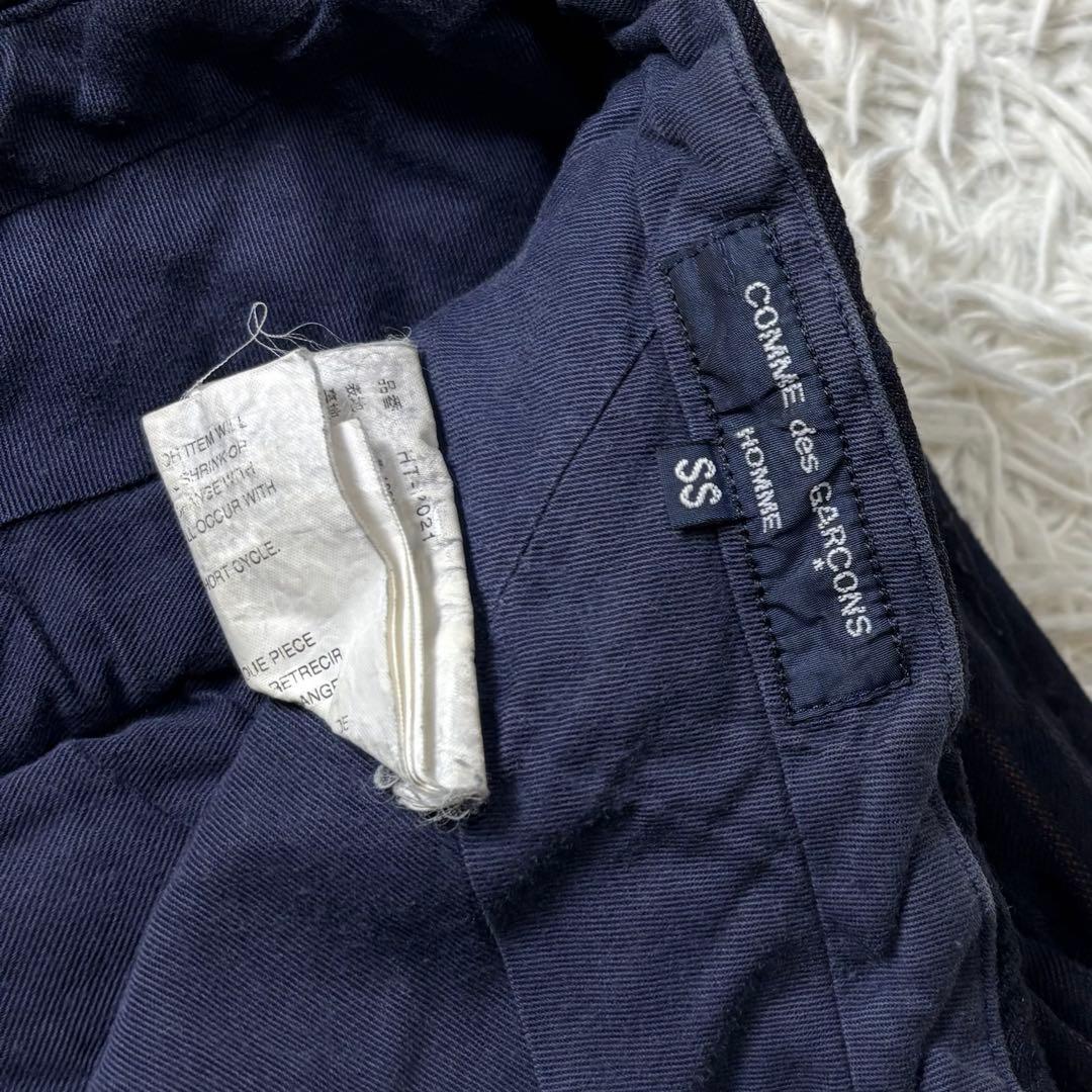 コムデギャルソンオム スラックス 縮絨ウール ストライプ ネイビー