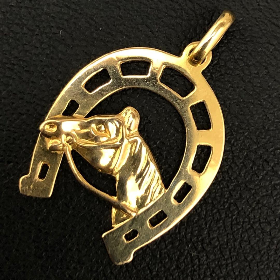 (B051214)K18 チャーム YG ホースシュー ネックレストップ 18金