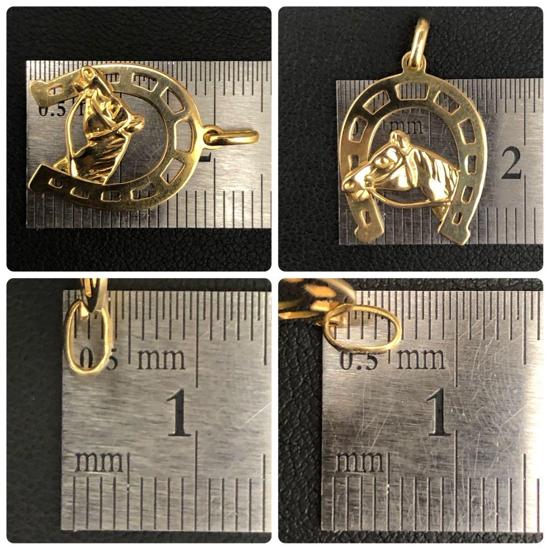 (B051214)K18 チャーム YG ホースシュー ネックレストップ 18金