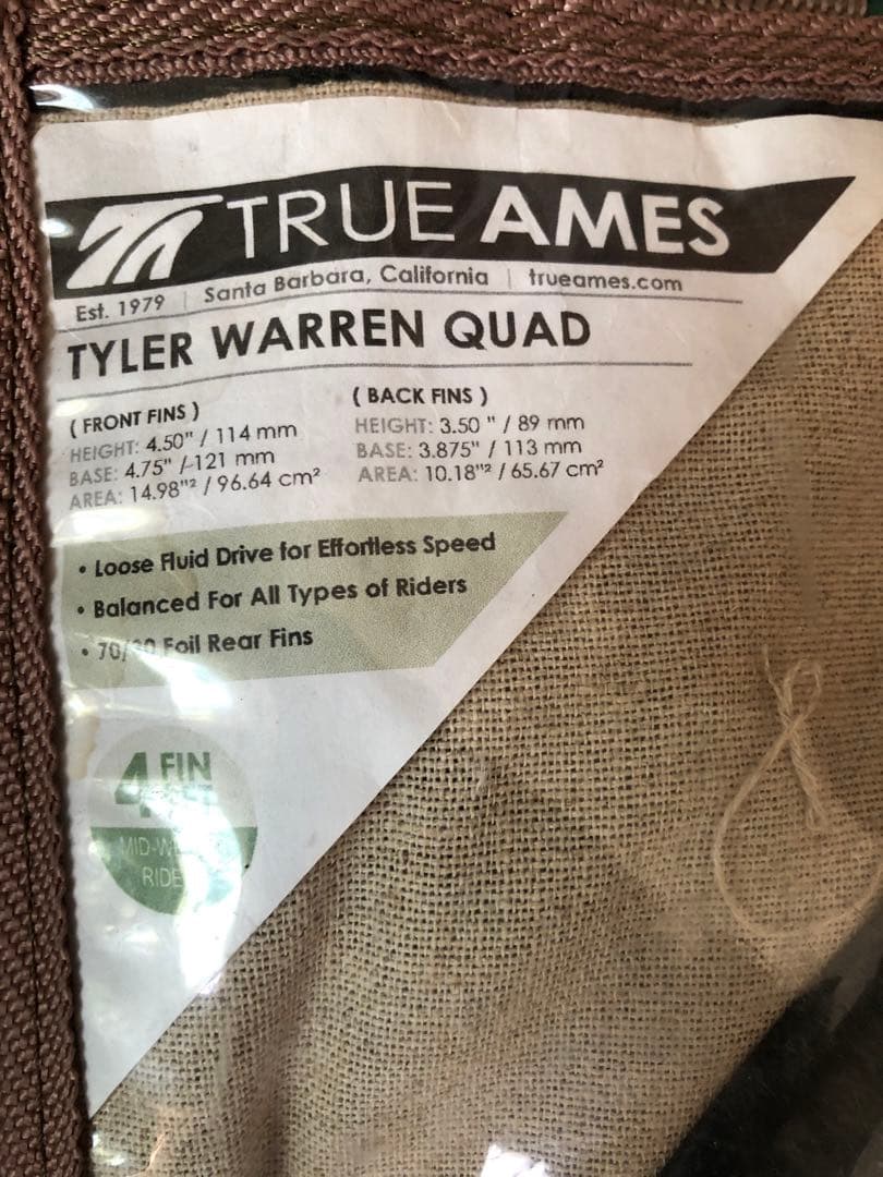 美品　TRUE AMES タイラーウォーレン　クアッドフィン