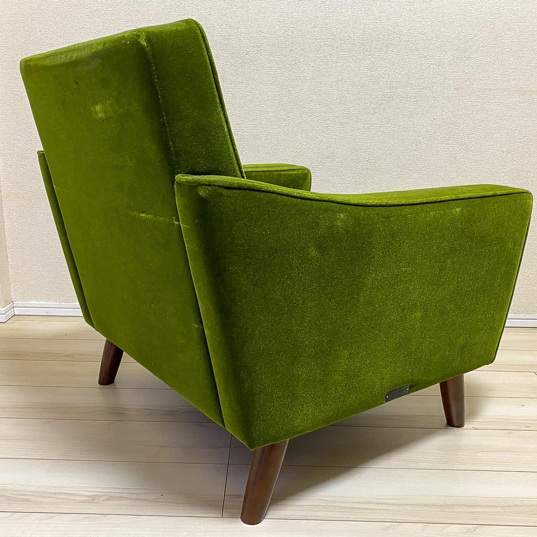 カリモク60 正規品 ロビーチェア1シーター＋純正クッション2点モケットグリーン