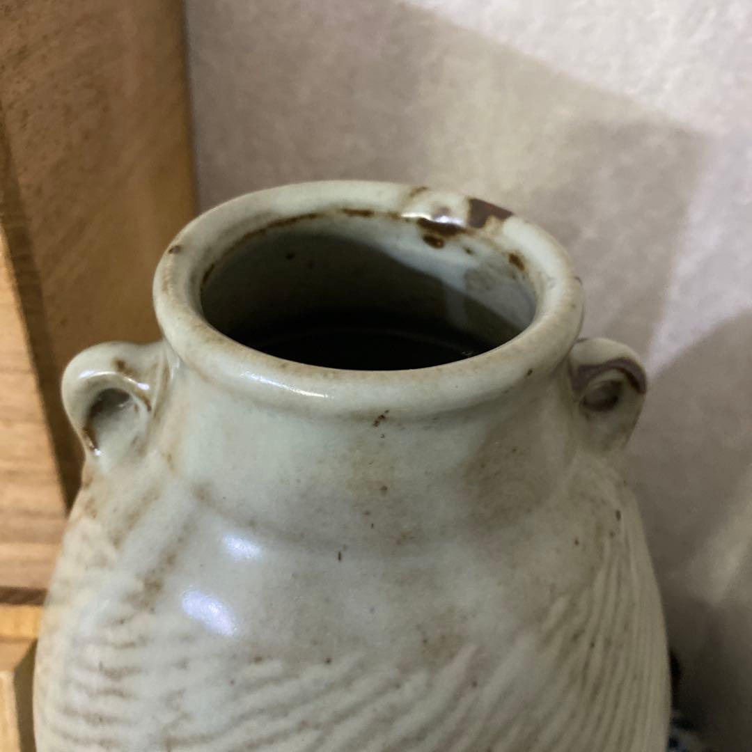 人間国宝　島岡達三　地釉象嵌花瓶