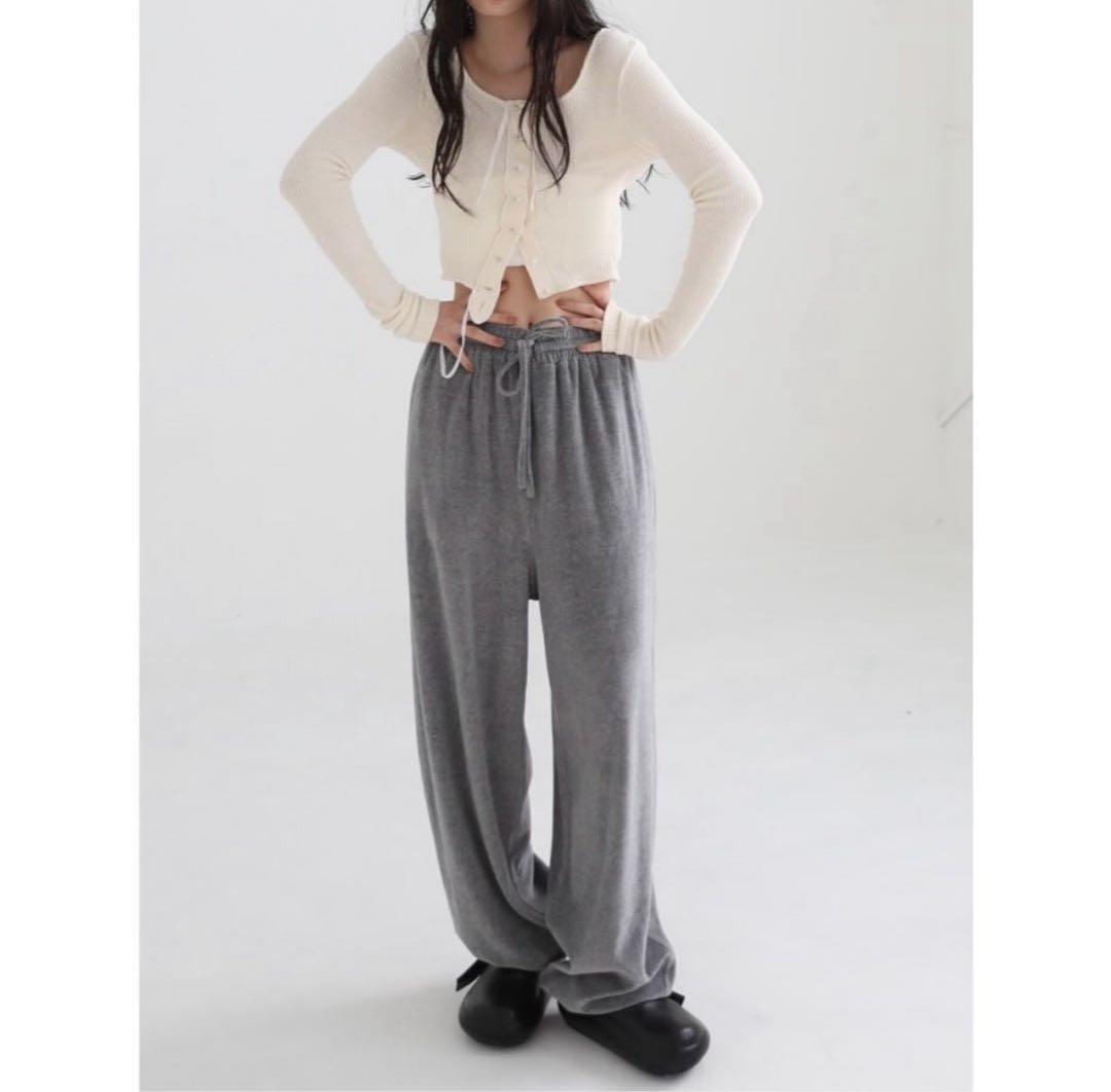 aere smooth velours pants グレー