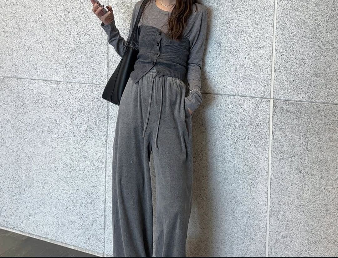 aere smooth velours pants グレー